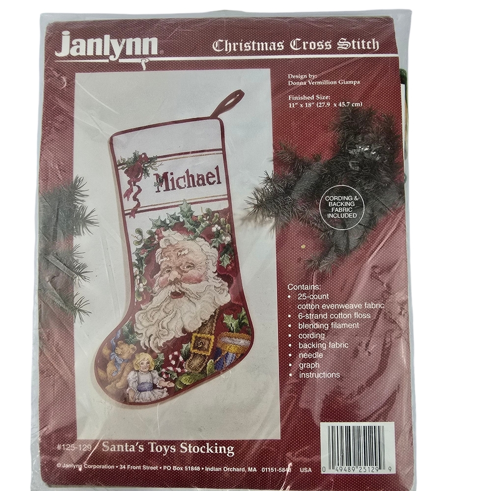 Janlynn Santa’s Toys Christmas Stocking Cross Stitch Kit #125-129